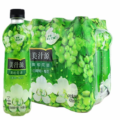 美汁源爽粒花语白葡萄 槐花420ml(12瓶装)