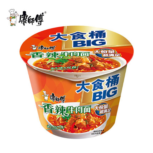 康师傅香辣牛肉面大食桶big大份量143g